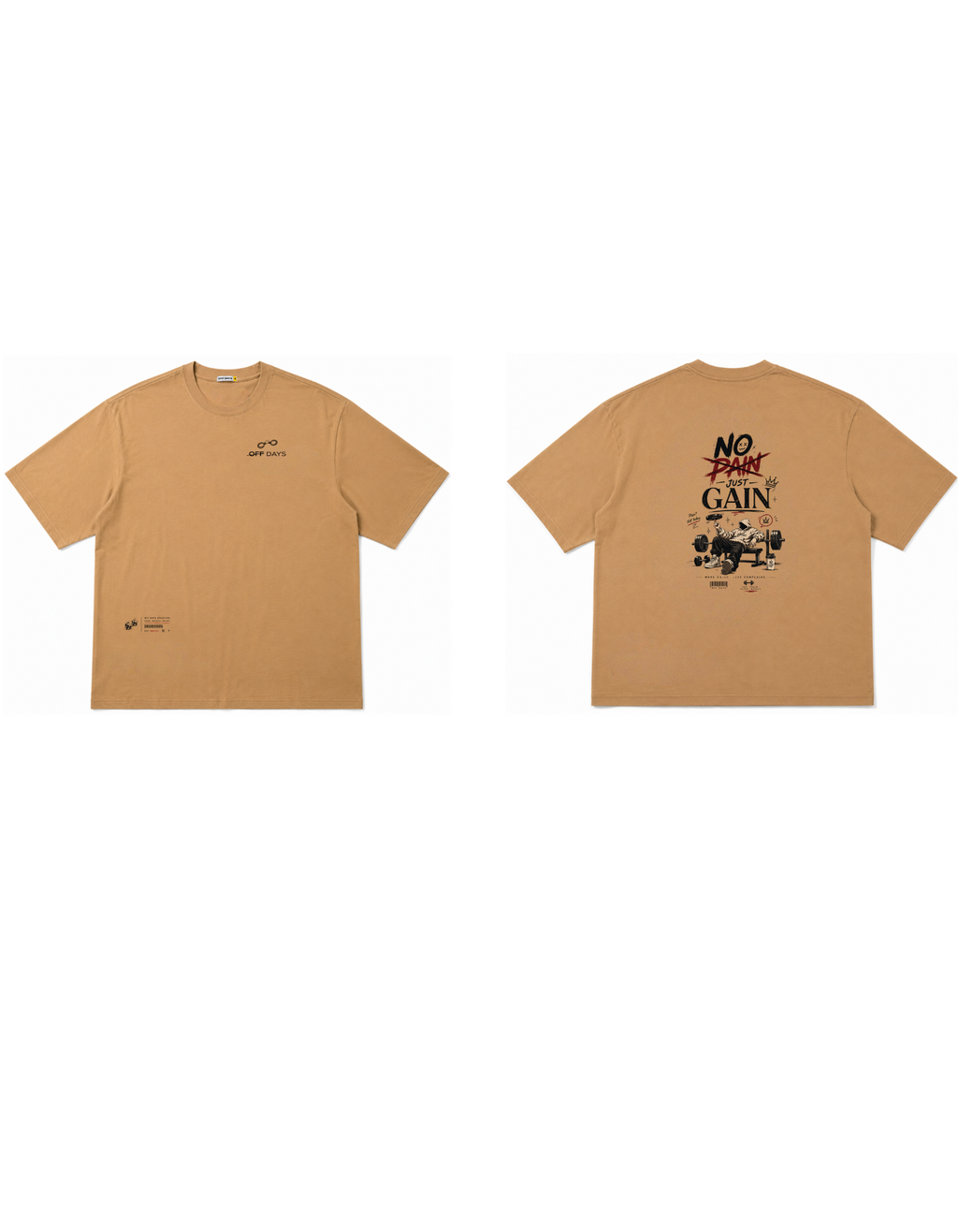 No Pain Just Gain Oversized T-Shirt - Beige