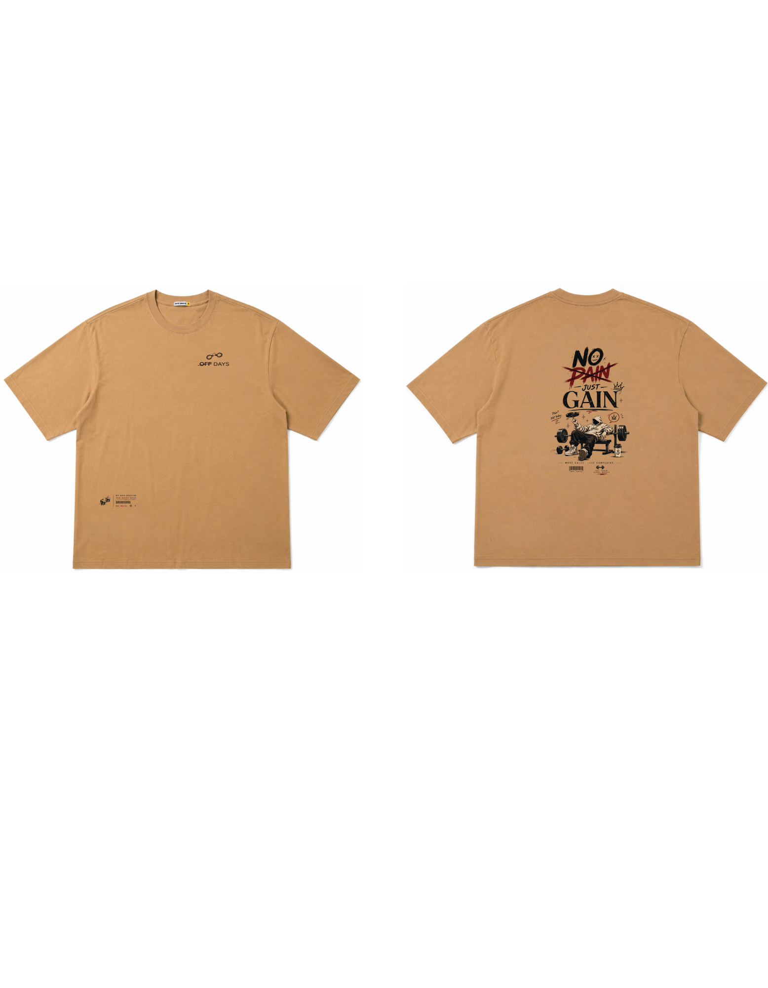 No Pain Just Gain Oversized T-Shirt - Beige
